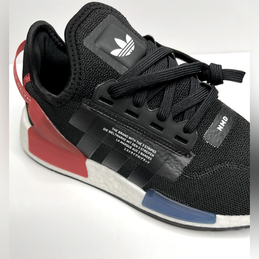 Adidas NMD R1 V2 Paris Shoes GW3553 CBlk/Bl/Rd Big Kids Sizes 4,5, and 6